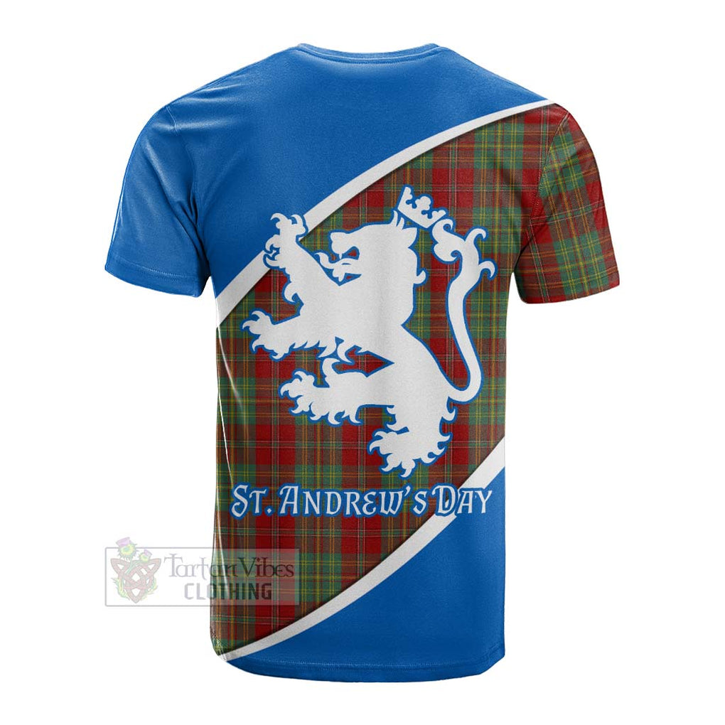 Tartan Vibes Clothing Leask Family Crest Tartan Cotton T-shirt Celebrate Saint Andrew's Day in Style