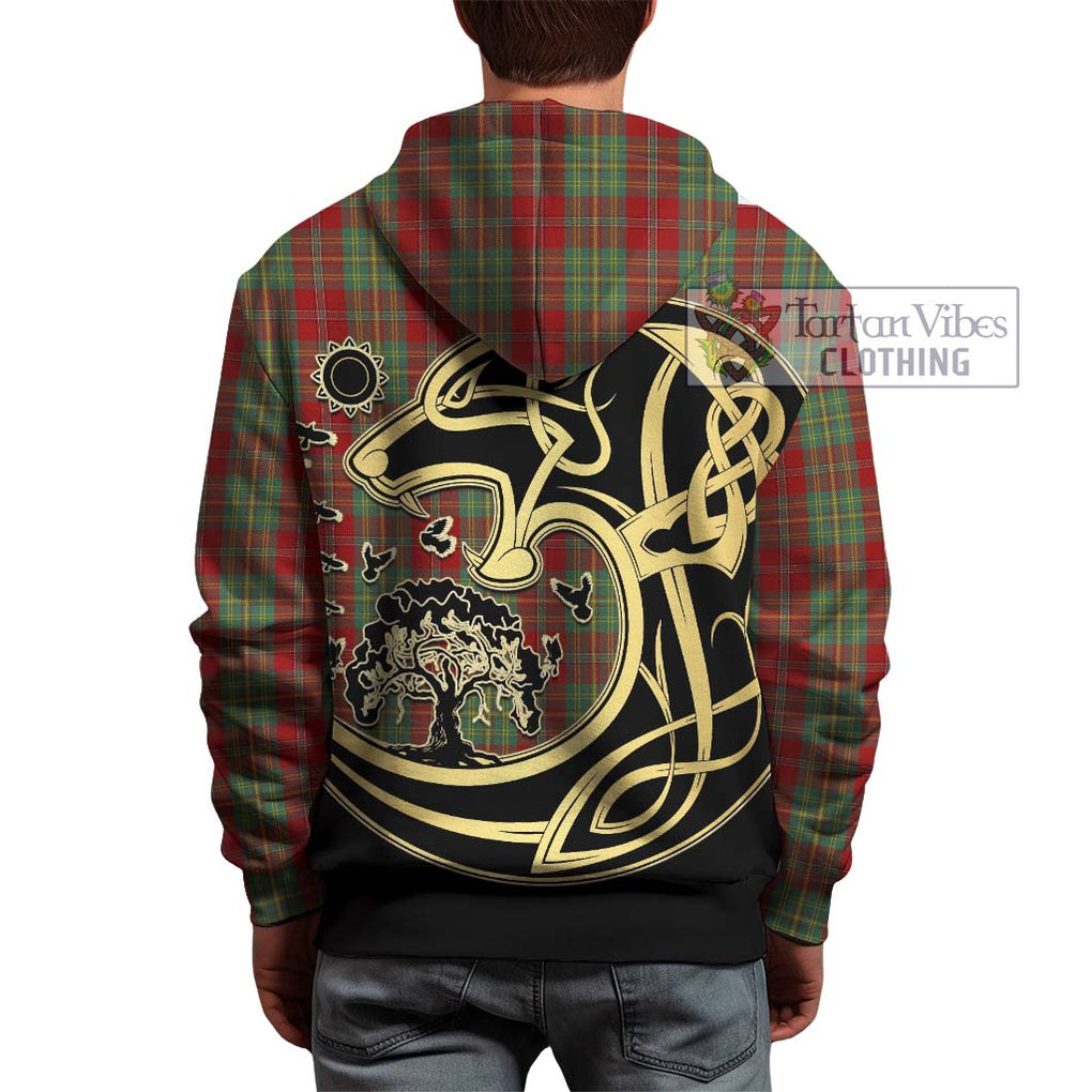 Leask Tartan Hoodie with Family Crest Celtic Wolf Style - Tartan Vibes Clothing