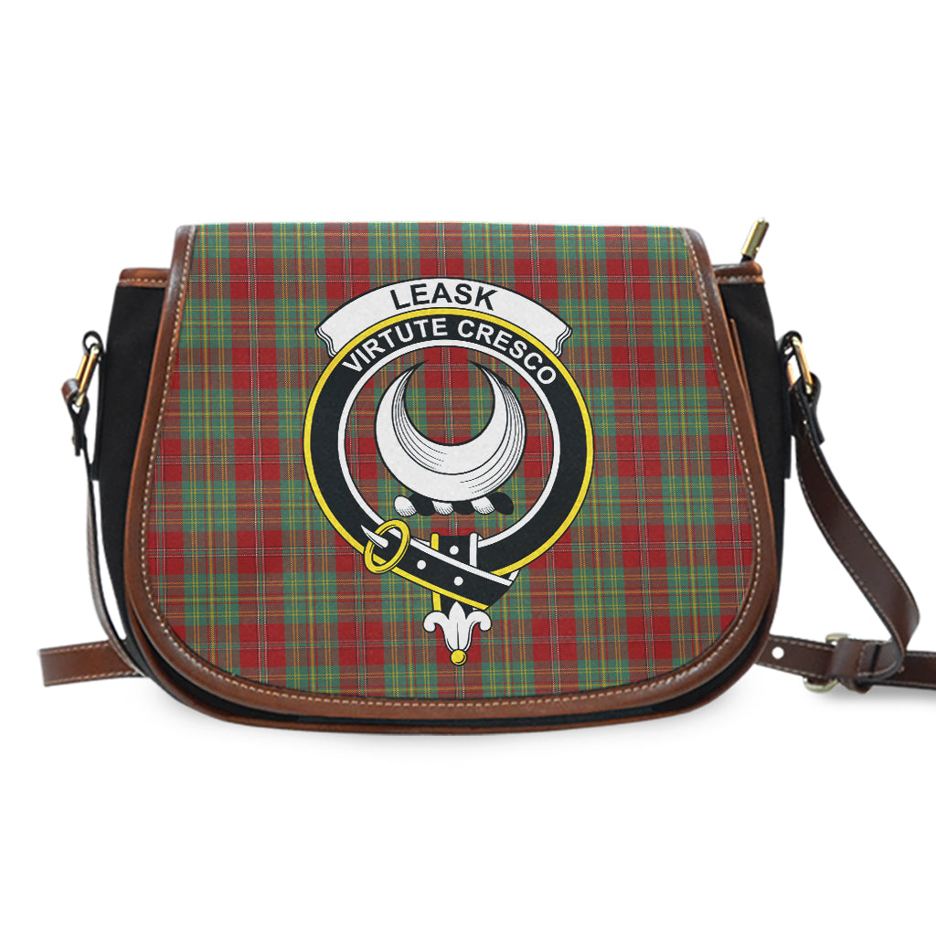 Leask Tartan Saddle Bag with Family Crest - Tartan Vibes Clothing