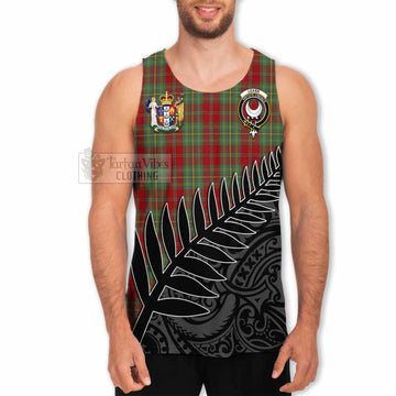 Leask Crest Tartan Men's Tank Top with New Zealand Silver Fern Half Style