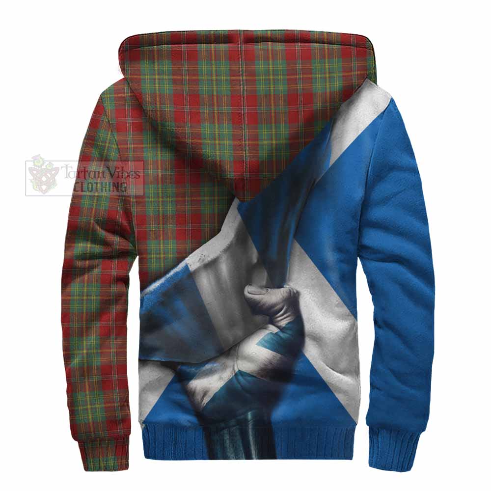 Tartan Vibes Clothing Leask Tartan Sherpa Hoodie with Family Crest Scotland Patriotic Style