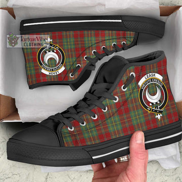 Leask Tartan High Top Shoes with Family Crest