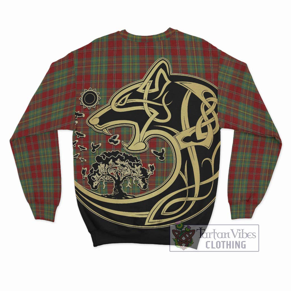 Leask Tartan Sweatshirt with Family Crest Celtic Wolf Style - Tartan Vibes Clothing