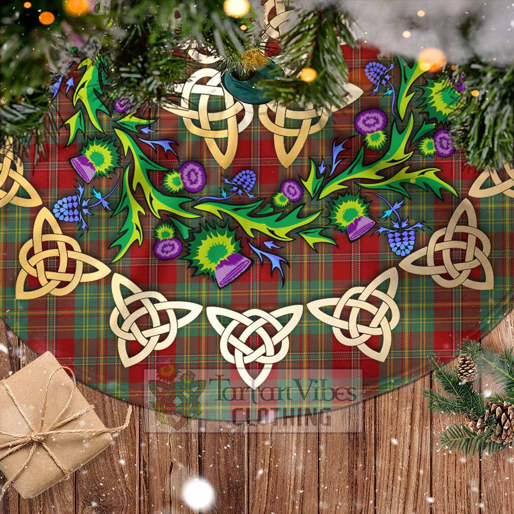 Tartan Vibes Clothing Leask Tartan Christmas Tree Skirt with Thistle Celtic Knot Style