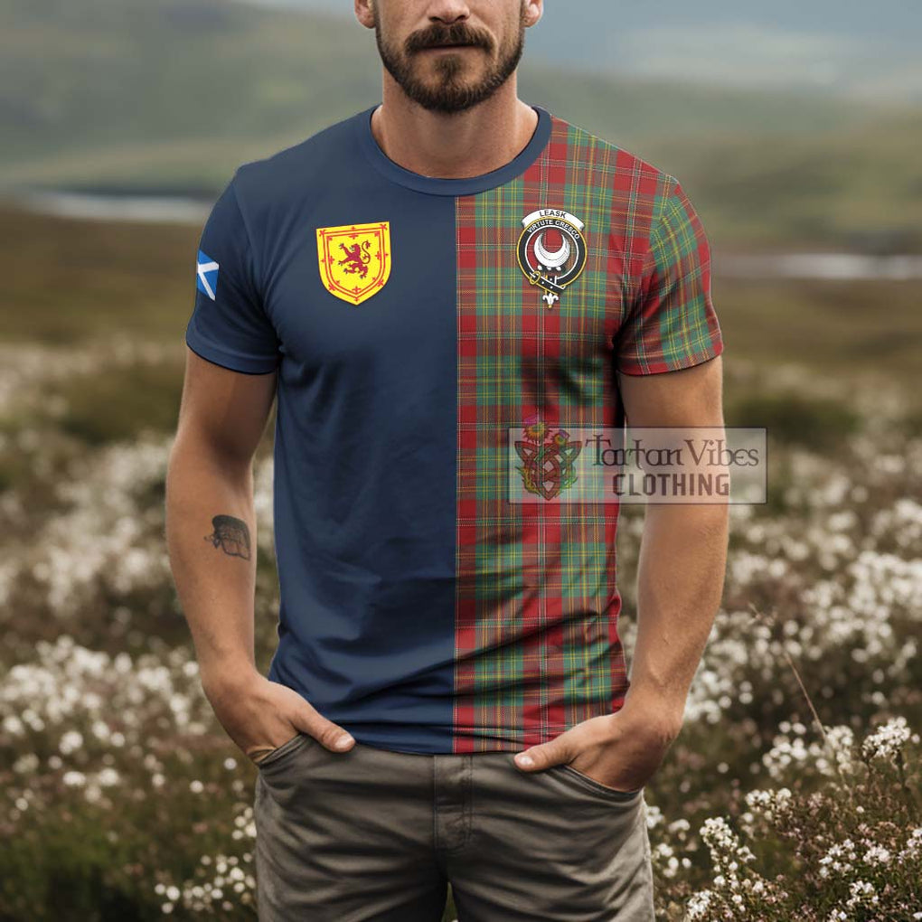 Tartan Vibes Clothing Leask Tartan T-Shirt Alba with Scottish Lion Royal Arm Half Style