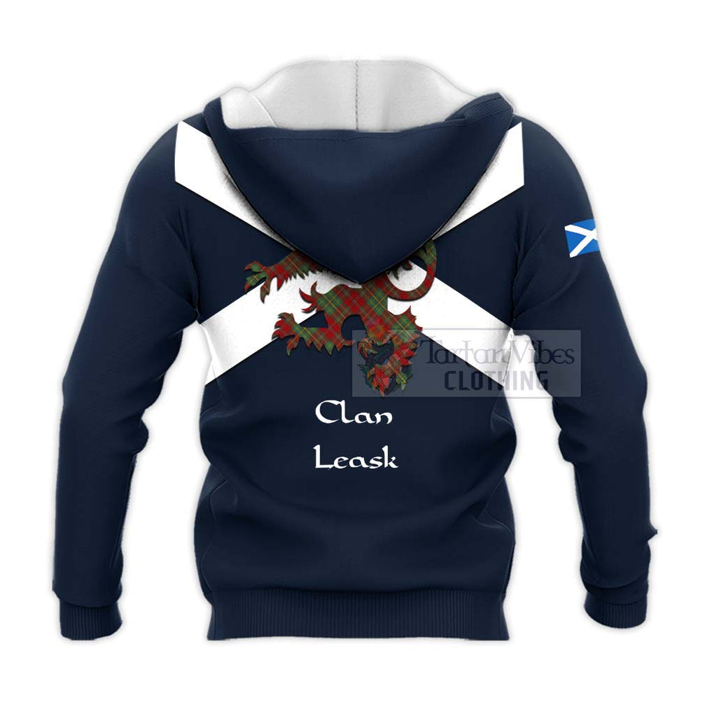 Tartan Vibes Clothing Leask Tartan Lion Rampant Knitted Hoodie – Proudly Display Your Heritage with Alba Gu Brath and Clan Name