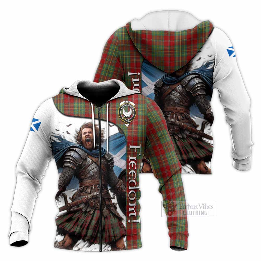 Tartan Vibes Clothing Leask Crest Tartan Knitted Hoodie Inspired by the Freedom of Scottish Warrior