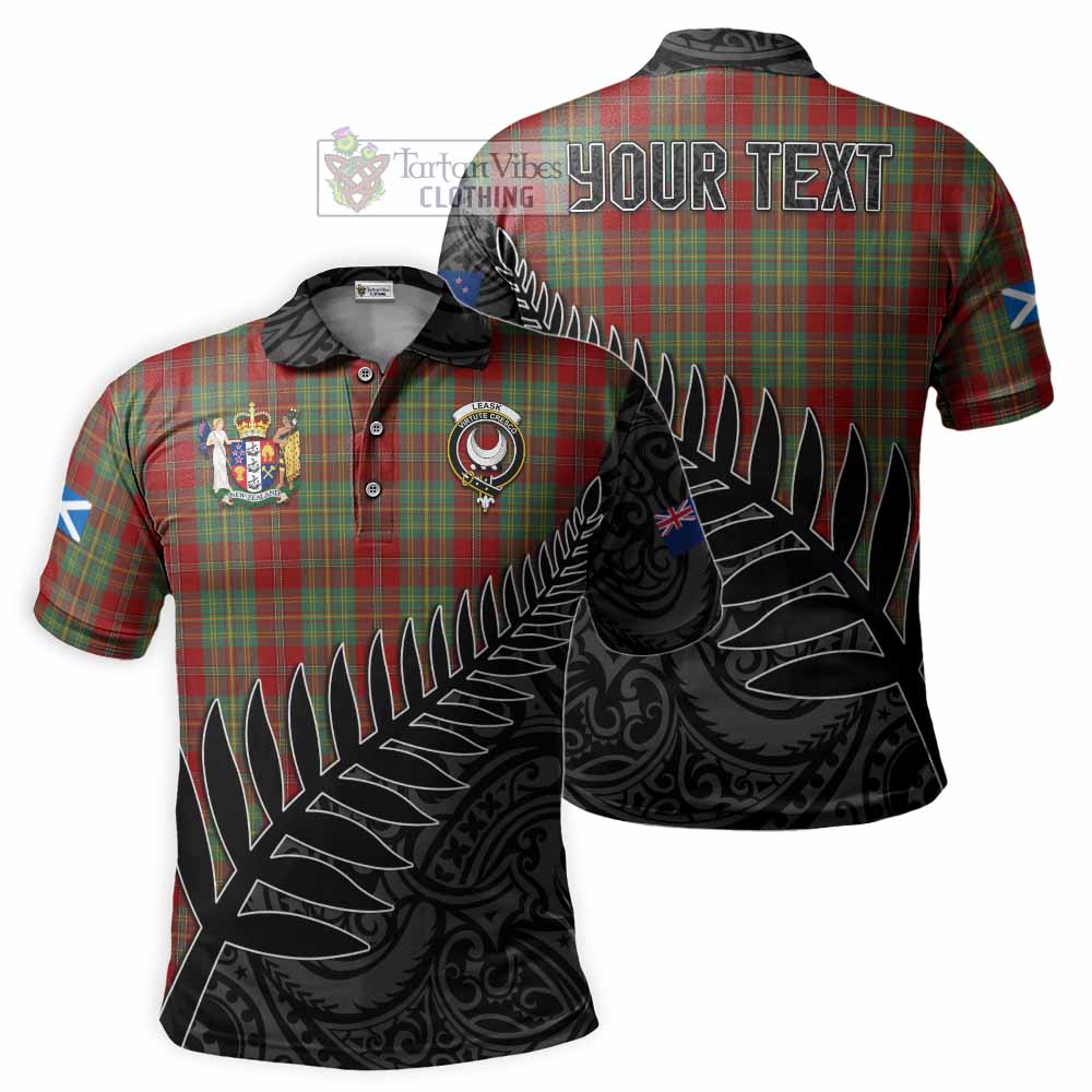 Leask Crest Tartan Polo Shirt with New Zealand Silver Fern Half Style