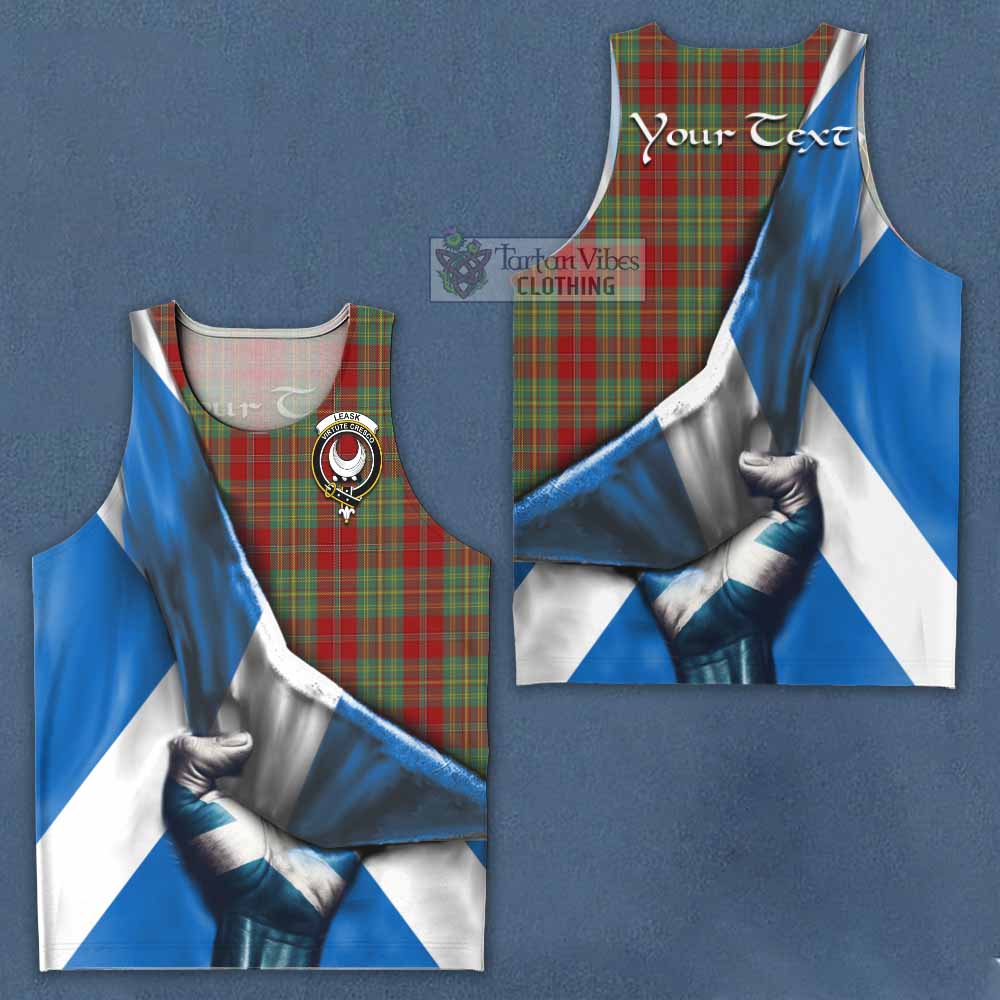 Tartan Vibes Clothing Leask Tartan Men's Tank Top with Family Crest Scotland Patriotic Style