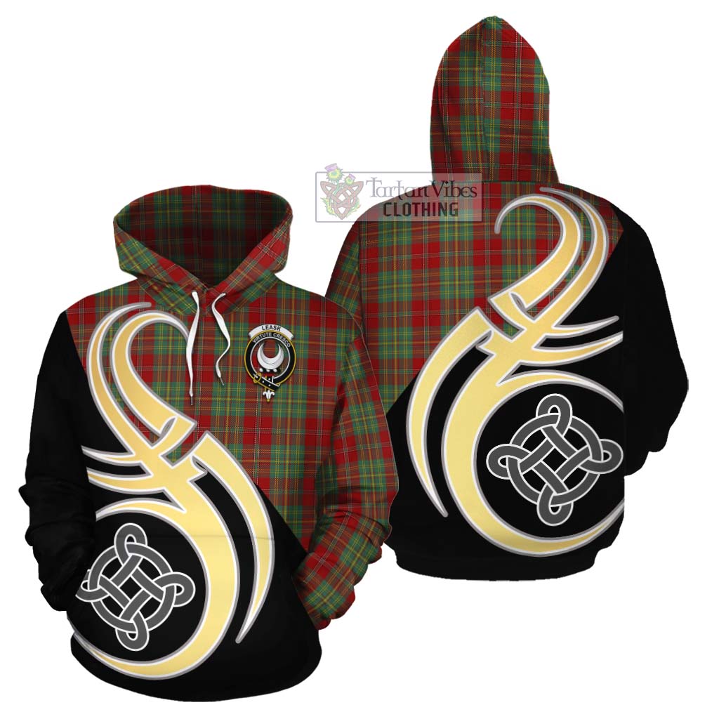 Tartan Vibes Clothing Leask Tartan Cotton Hoodie with Family Crest and Celtic Symbol Style