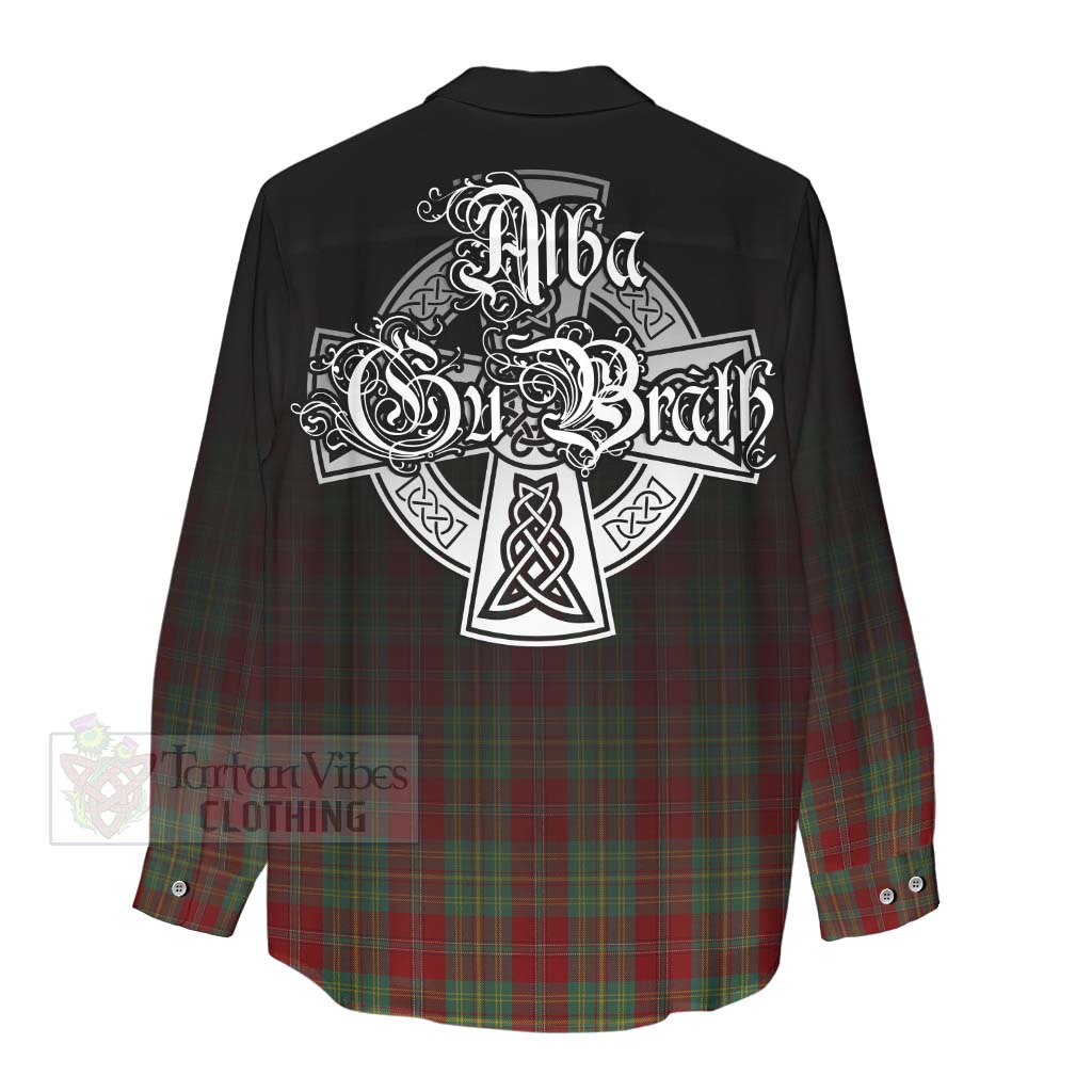 Tartan Vibes Clothing Leask Tartan Women's Casual Shirt Featuring Alba Gu Brath Family Crest Celtic Inspired