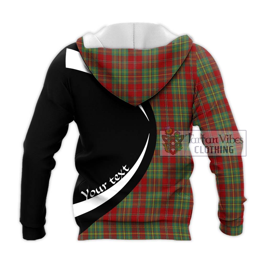 Leask Tartan Knitted Hoodie with Family Crest Circle Style - Tartan Vibes Clothing