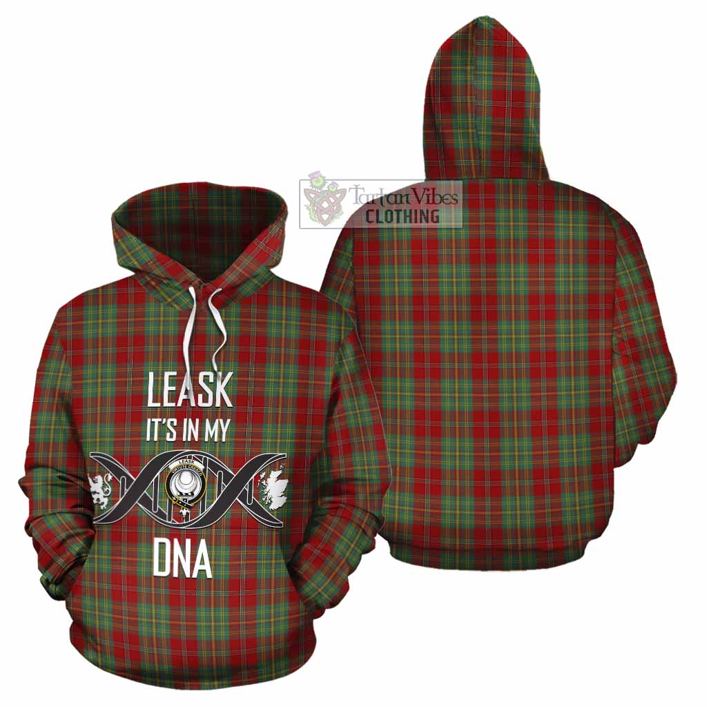 Tartan Vibes Clothing Leask Tartan Cotton Hoodie with Family Crest DNA In Me Style