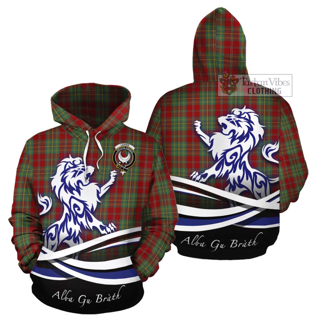 Tartan Vibes Clothing Leask Tartan Cotton Hoodie with Alba Gu Brath Regal Lion Emblem