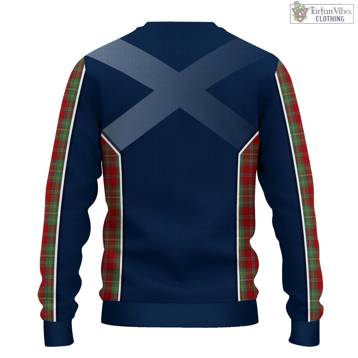 Tartan Vibes Clothing Leask Tartan Knitted Sweatshirt with Family Crest and Scottish Thistle Vibes Sport Style