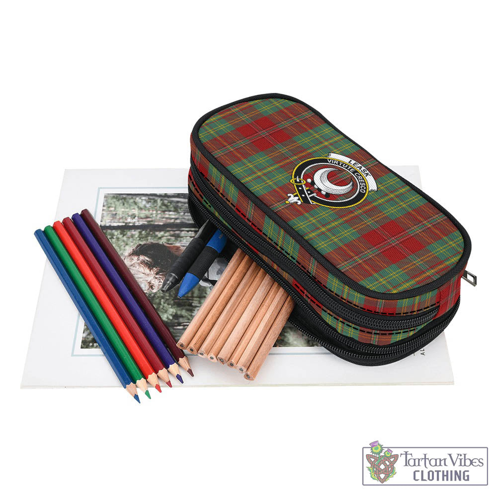 Tartan Vibes Clothing Leask Tartan Pen and Pencil Case with Family Crest