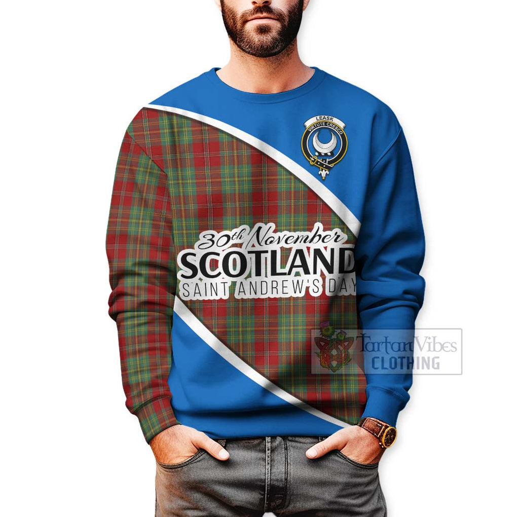 Tartan Vibes Clothing Leask Family Crest Tartan Sweatshirt Celebrate Saint Andrew's Day in Style