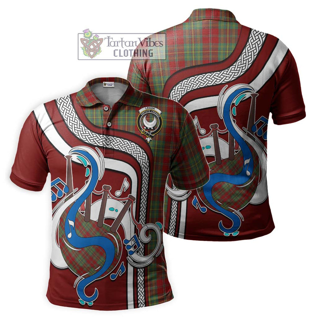 Tartan Vibes Clothing Leask Tartan Polo Shirt with Epic Bagpipe Style