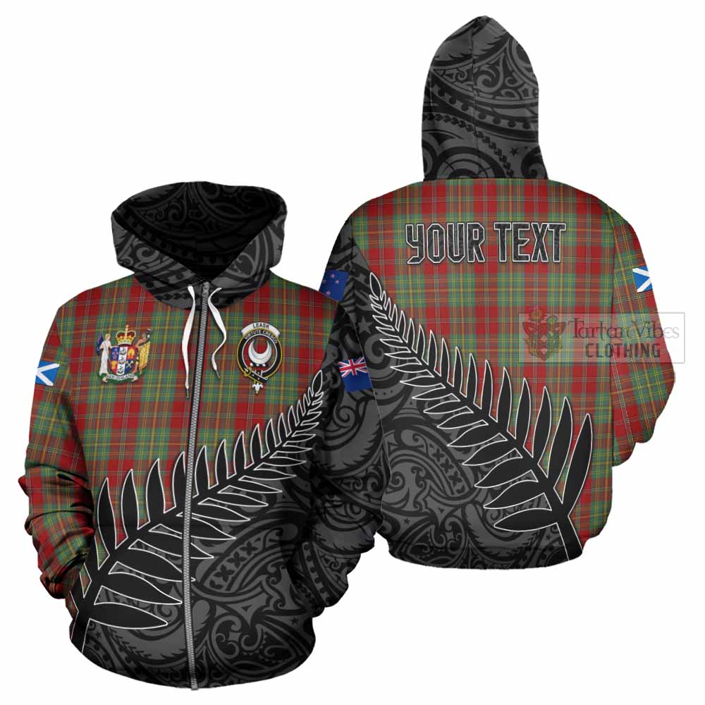 Tartan Vibes Clothing Leask Crest Tartan Hoodie with New Zealand Silver Fern Half Style