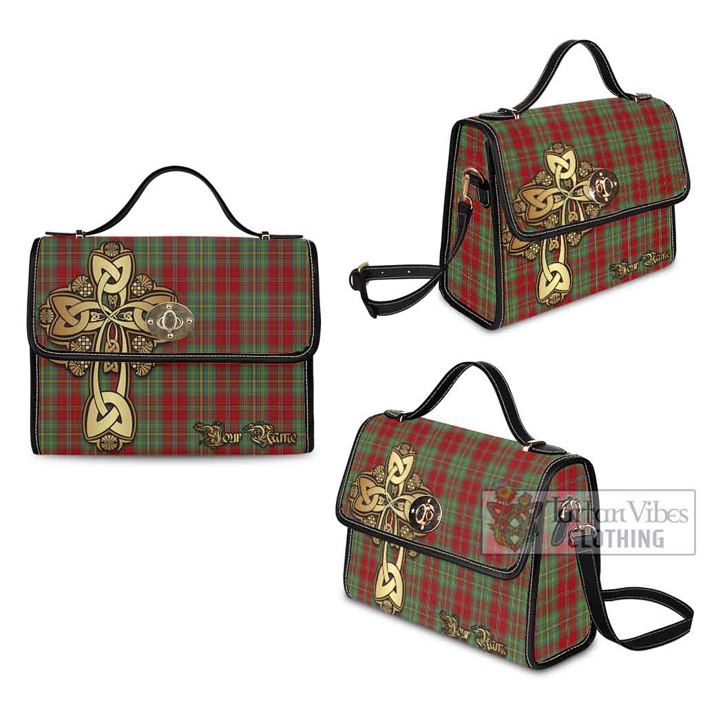 Tartan Vibes Clothing Leask Tartan Waterproof Canvas Bag Golden Thistle Celtic Cross Style