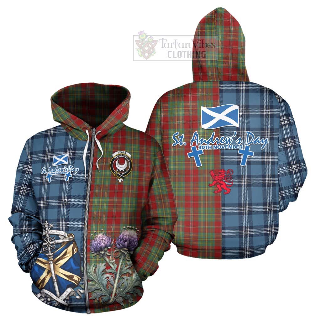 Tartan Vibes Clothing Leask Tartan Hoodie Happy St. Andrew's Day Half Tartan Style