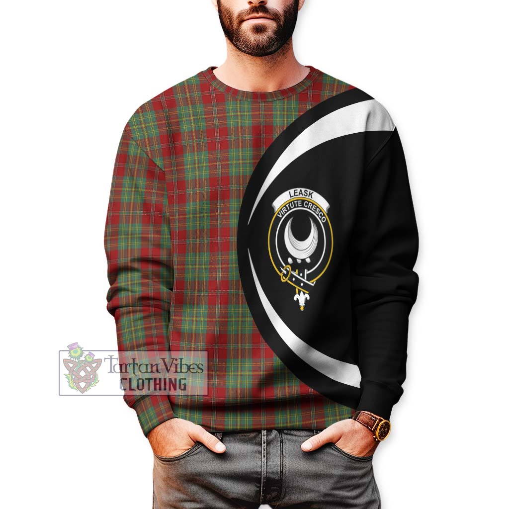 Leask Tartan Sweatshirt with Family Crest Circle Style - Tartan Vibes Clothing