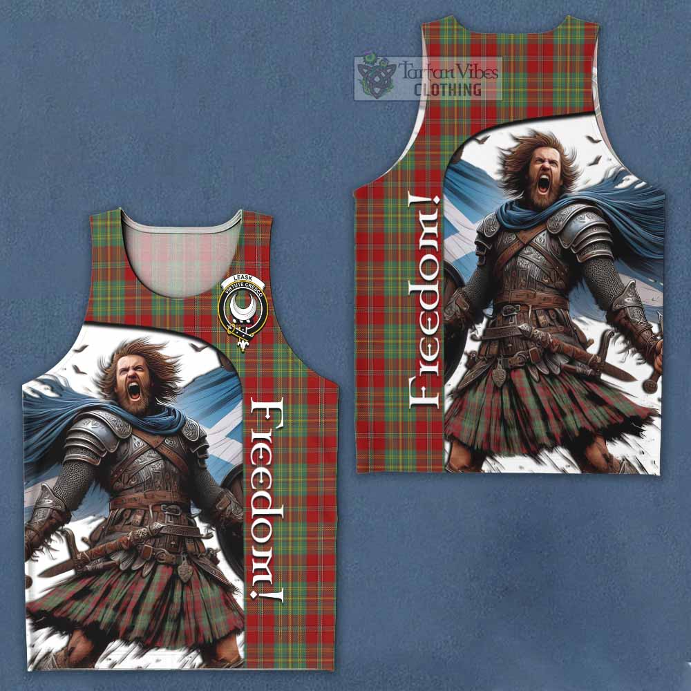 Tartan Vibes Clothing Leask Crest Tartan Men's Tank Top Inspired by the Freedom of Scottish Warrior