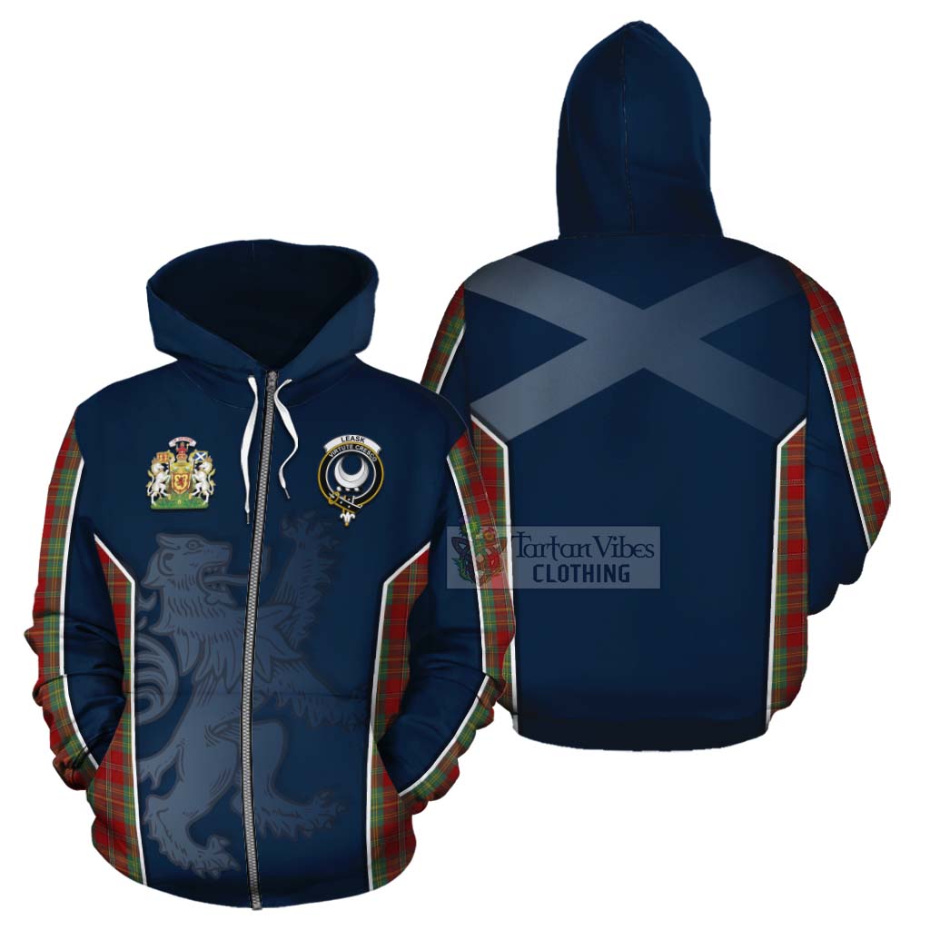 Tartan Vibes Clothing Leask Tartan Cotton Hoodie with Family Crest and Lion Rampant Vibes Sport Style