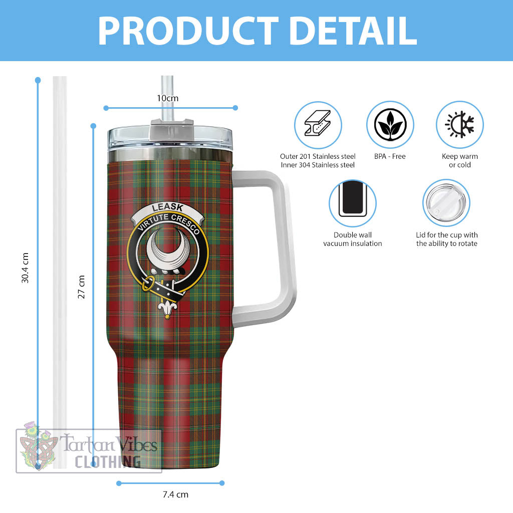 Tartan Vibes Clothing Leask Tartan and Family Crest Tumbler with Handle