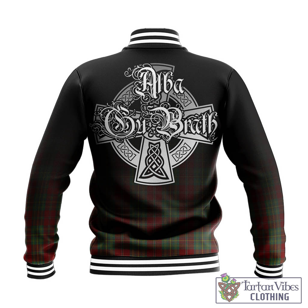 Tartan Vibes Clothing Leask Tartan Baseball Jacket Featuring Alba Gu Brath Family Crest Celtic Inspired