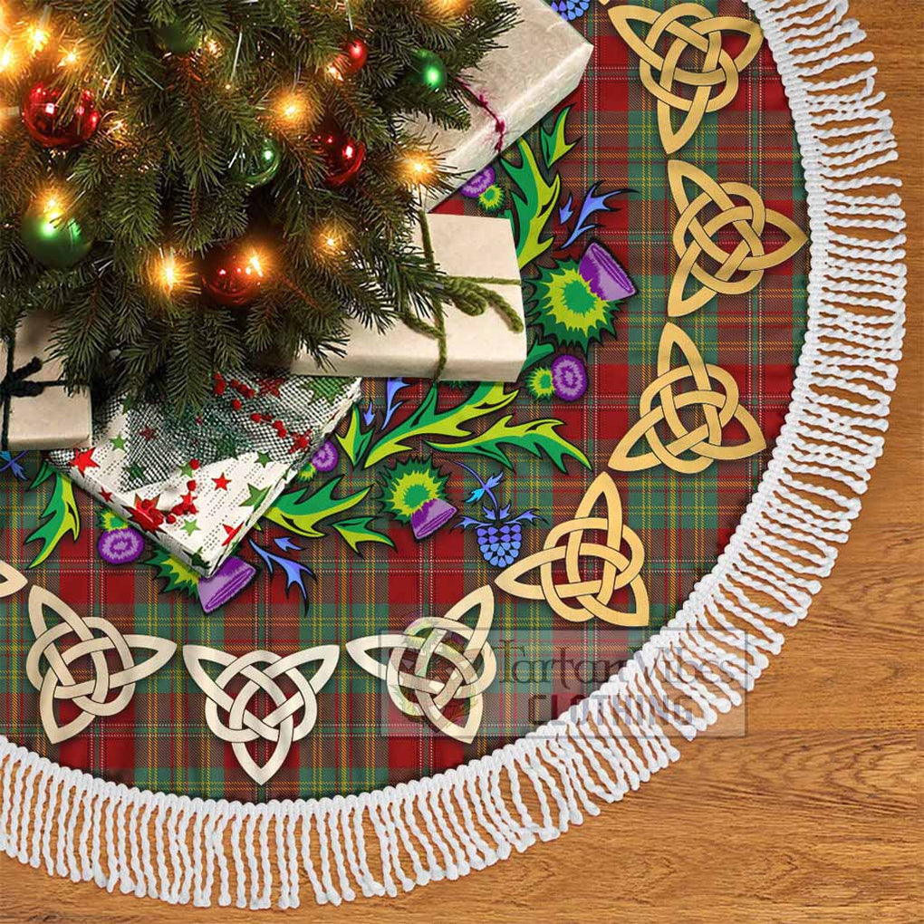 Tartan Vibes Clothing Leask Tartan Christmas Tree Skirt with Thistle Celtic Knot Style