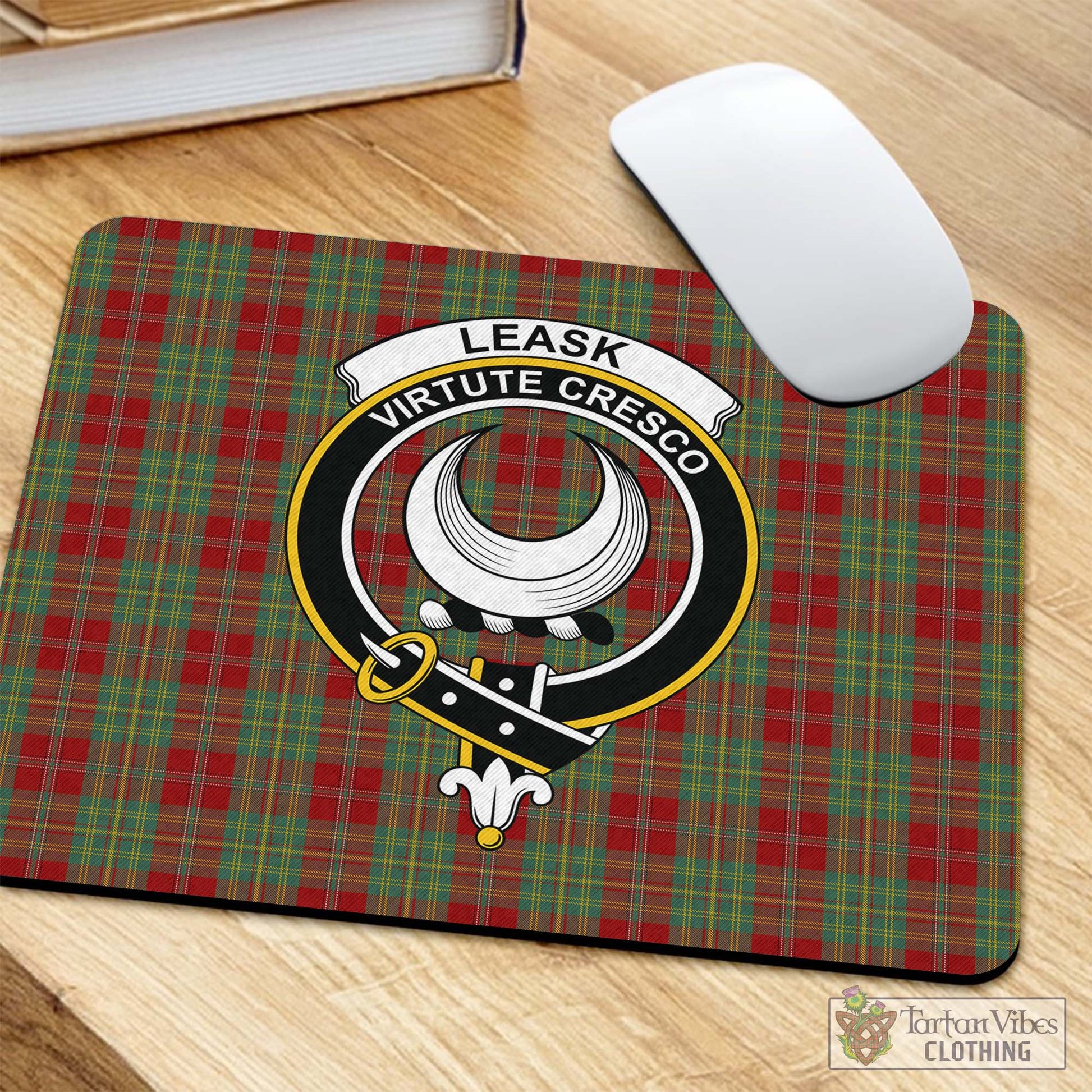 Tartan Vibes Clothing Leask Tartan Mouse Pad with Family Crest