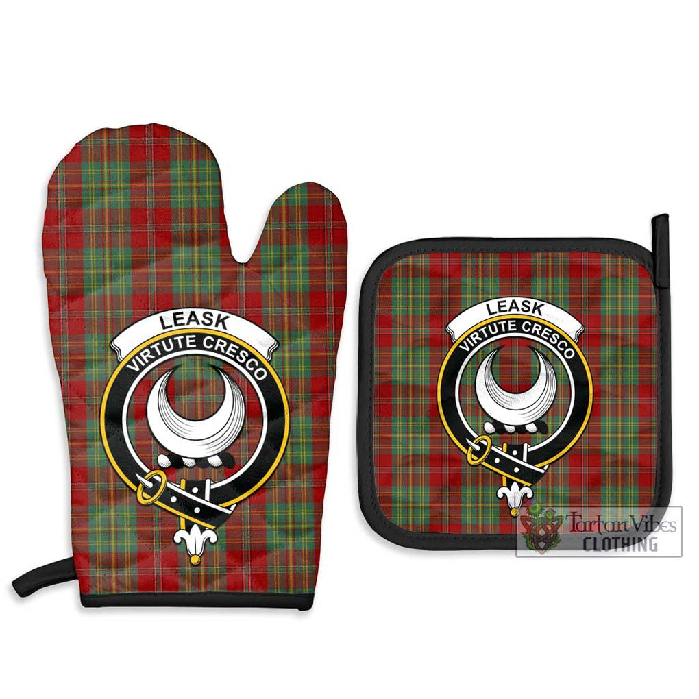 Leask Tartan Combo Oven Mitt & Pot-Holder with Family Crest - Tartan Vibes Clothing