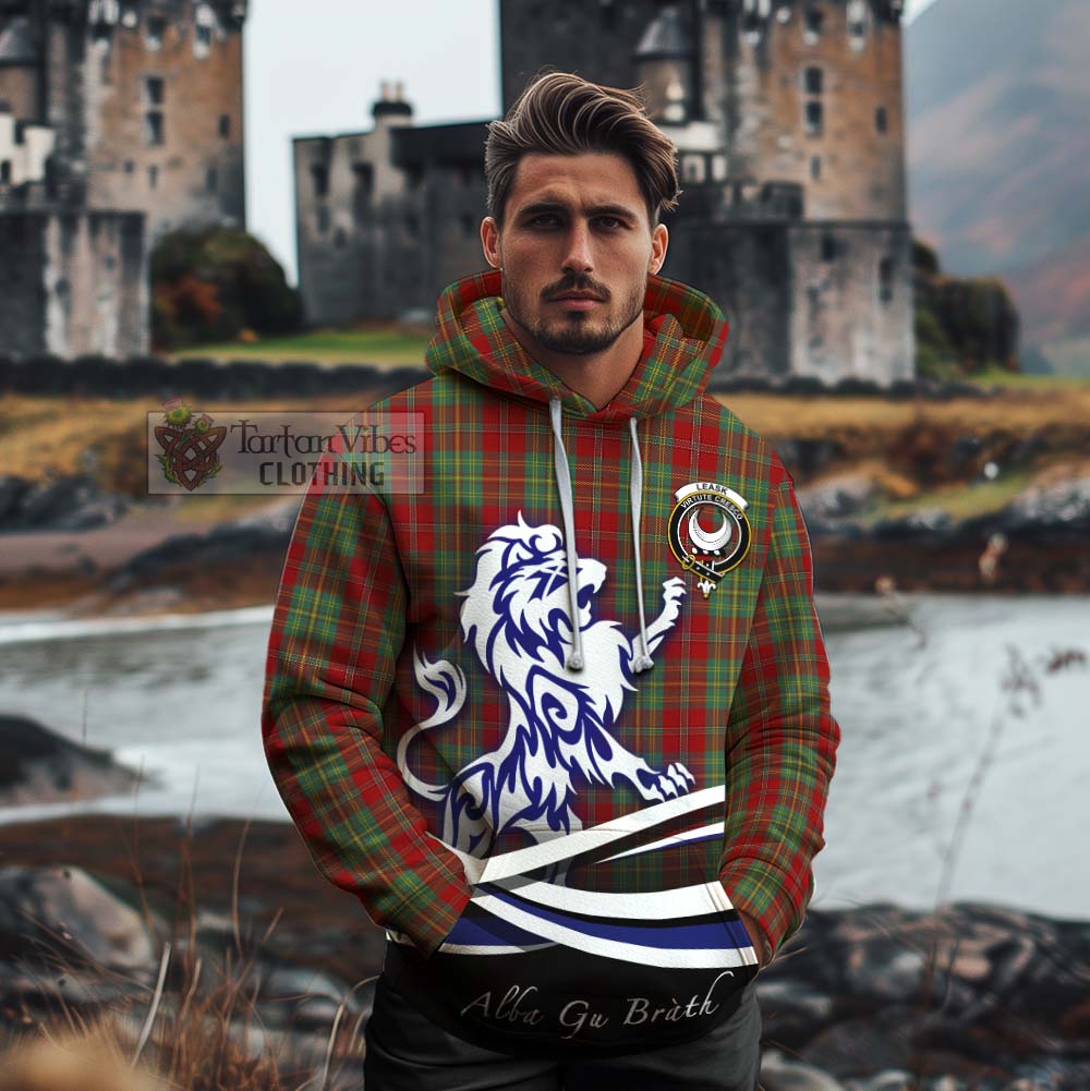 Tartan Vibes Clothing Leask Tartan Cotton Hoodie with Alba Gu Brath Regal Lion Emblem