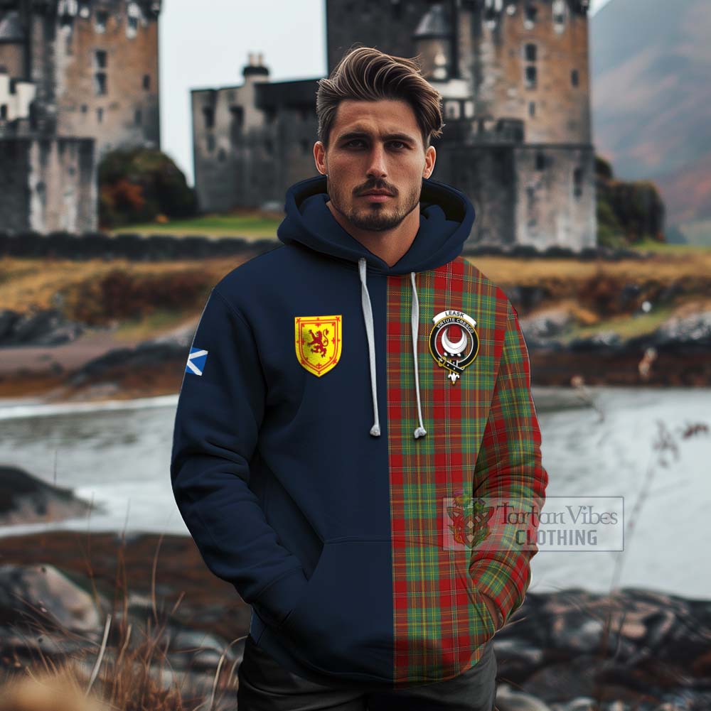 Leask Tartan Cotton Hoodie Alba with Scottish Lion Royal Arm Half Style - Tartan Vibes Clothing