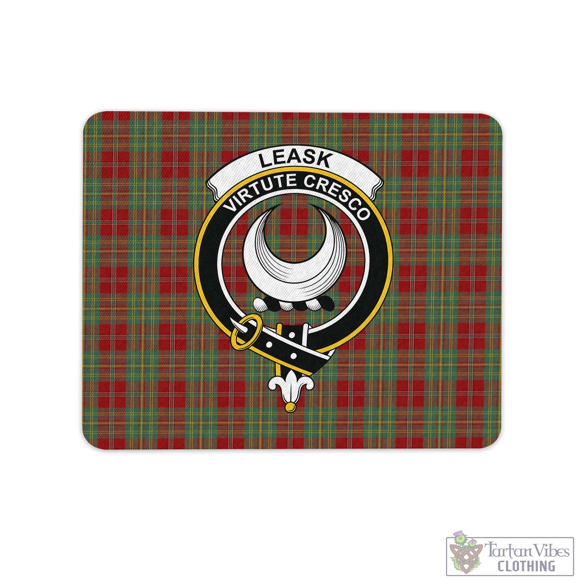 Tartan Vibes Clothing Leask Tartan Mouse Pad with Family Crest