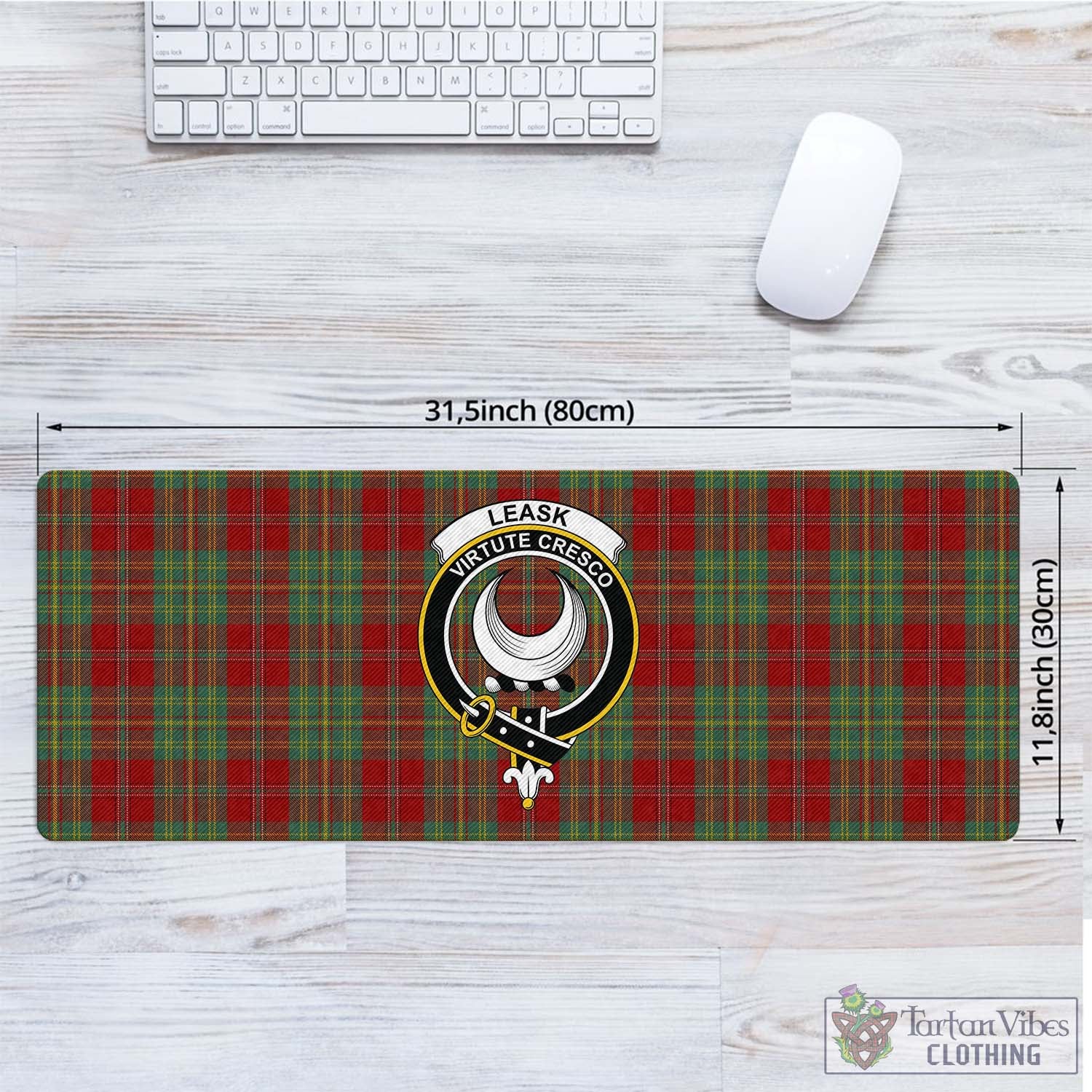 Tartan Vibes Clothing Leask Tartan Mouse Pad with Family Crest