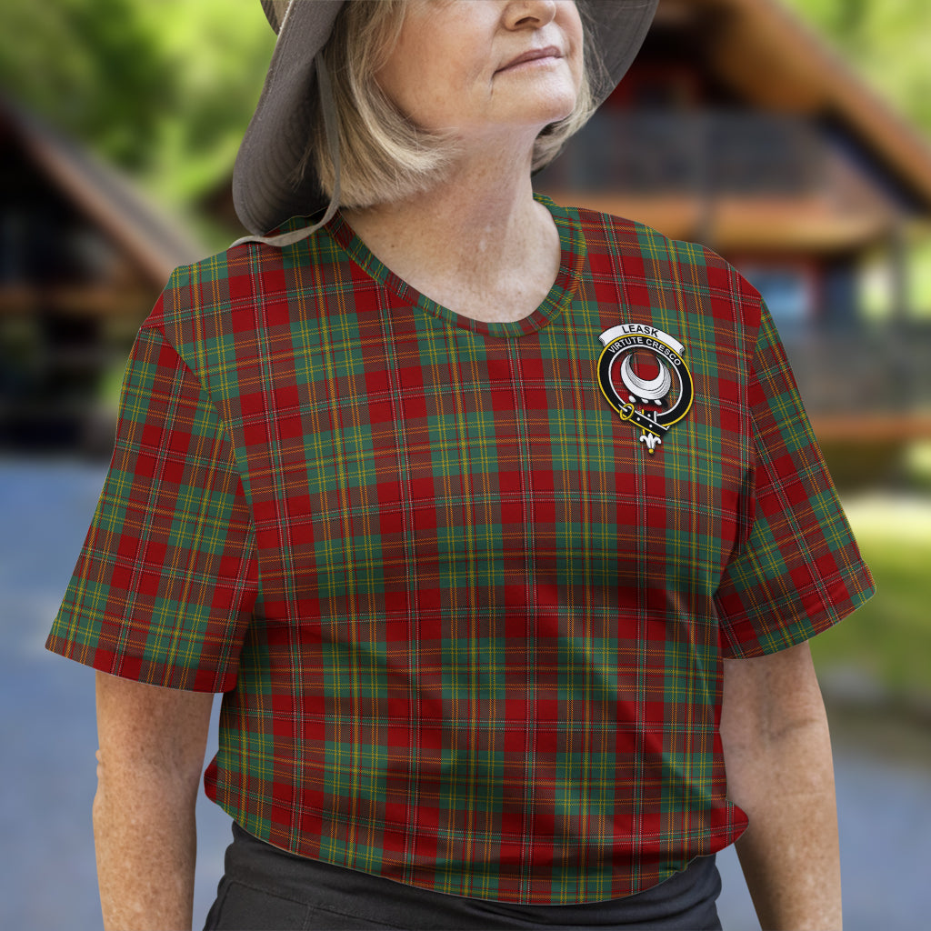 Leask Tartan T-Shirt with Family Crest - Tartan Vibes Clothing