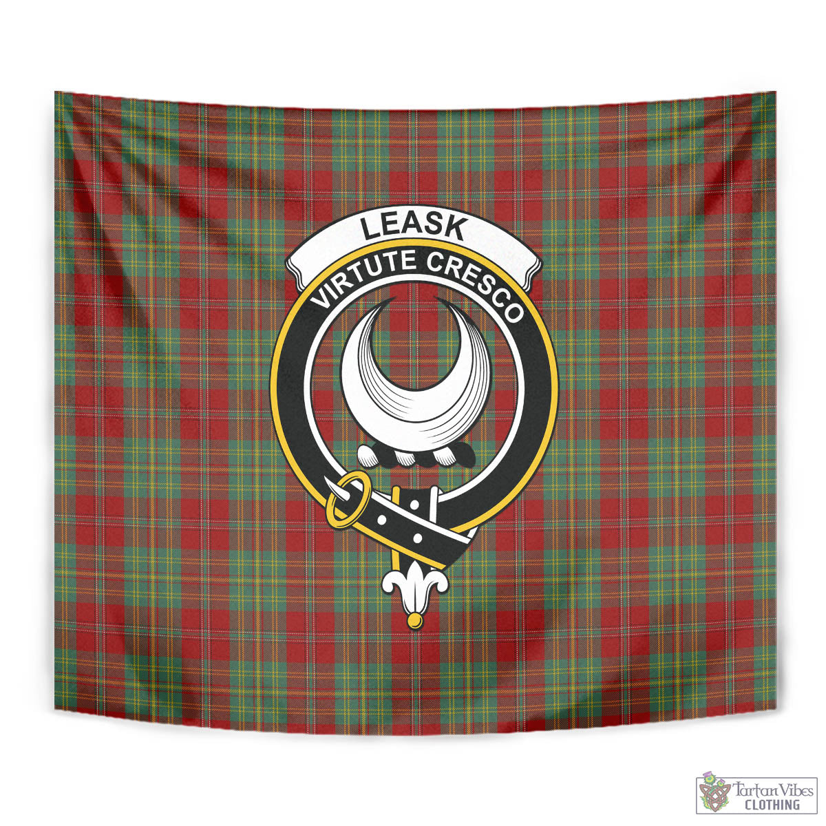 Tartan Vibes Clothing Leask Tartan Tapestry Wall Hanging and Home Decor for Room with Family Crest