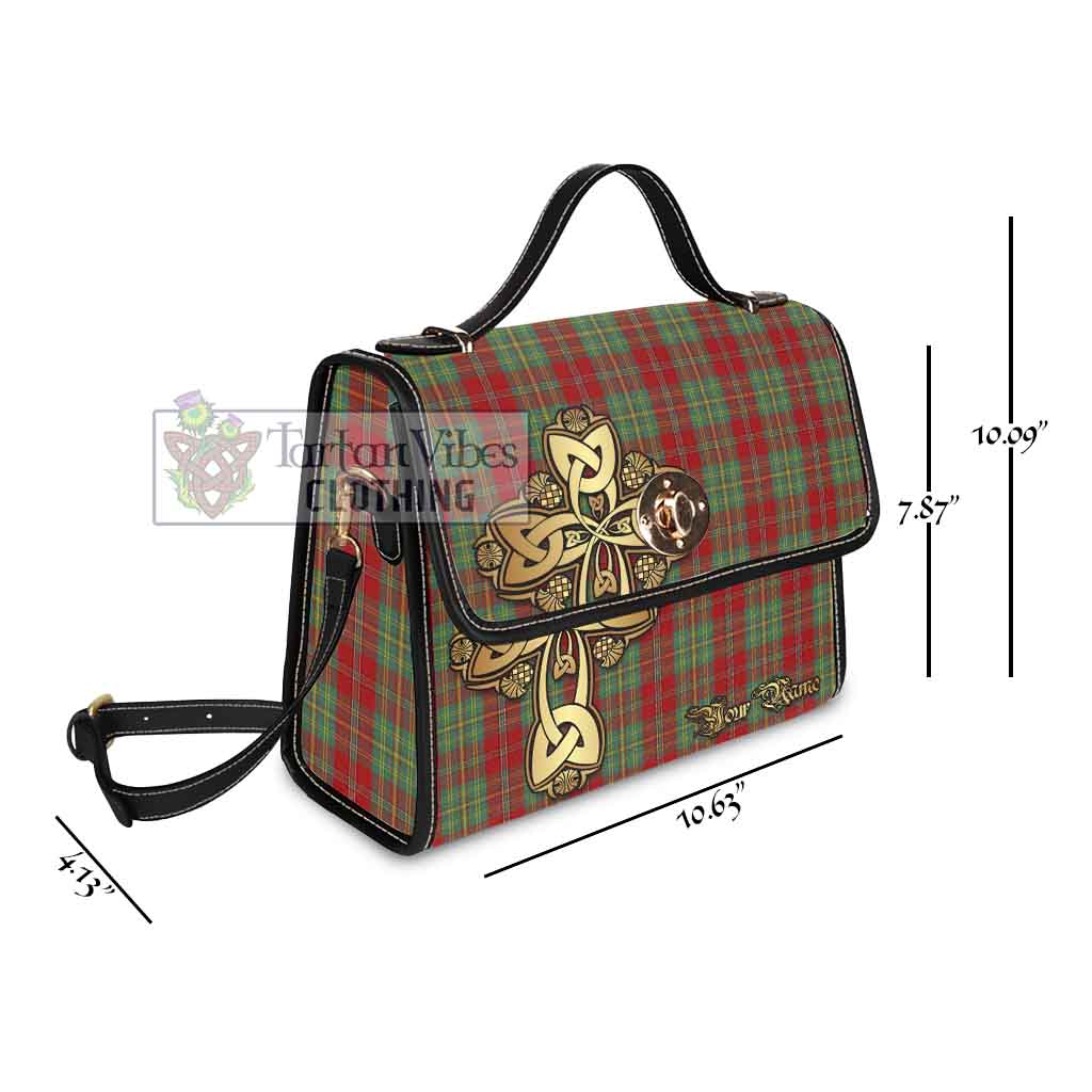 Tartan Vibes Clothing Leask Tartan Waterproof Canvas Bag Golden Thistle Celtic Cross Style