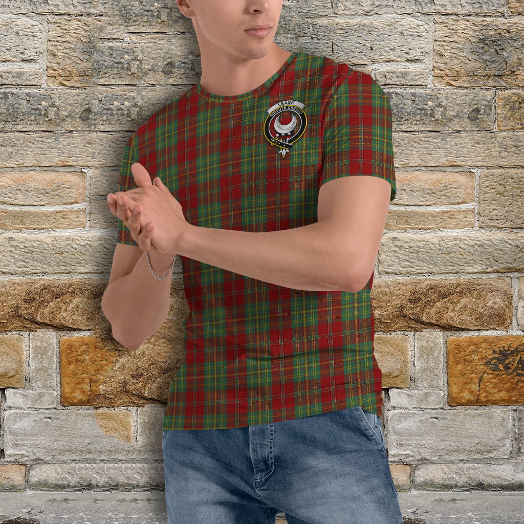 Leask Tartan T-Shirt with Family Crest - Tartan Vibes Clothing