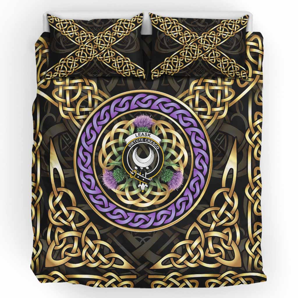 Leask Clan Crest Bedding Set Celtic Scottish Thistle UK Bedding Set UK King 91*87 inch - Tartan Vibes Clothing