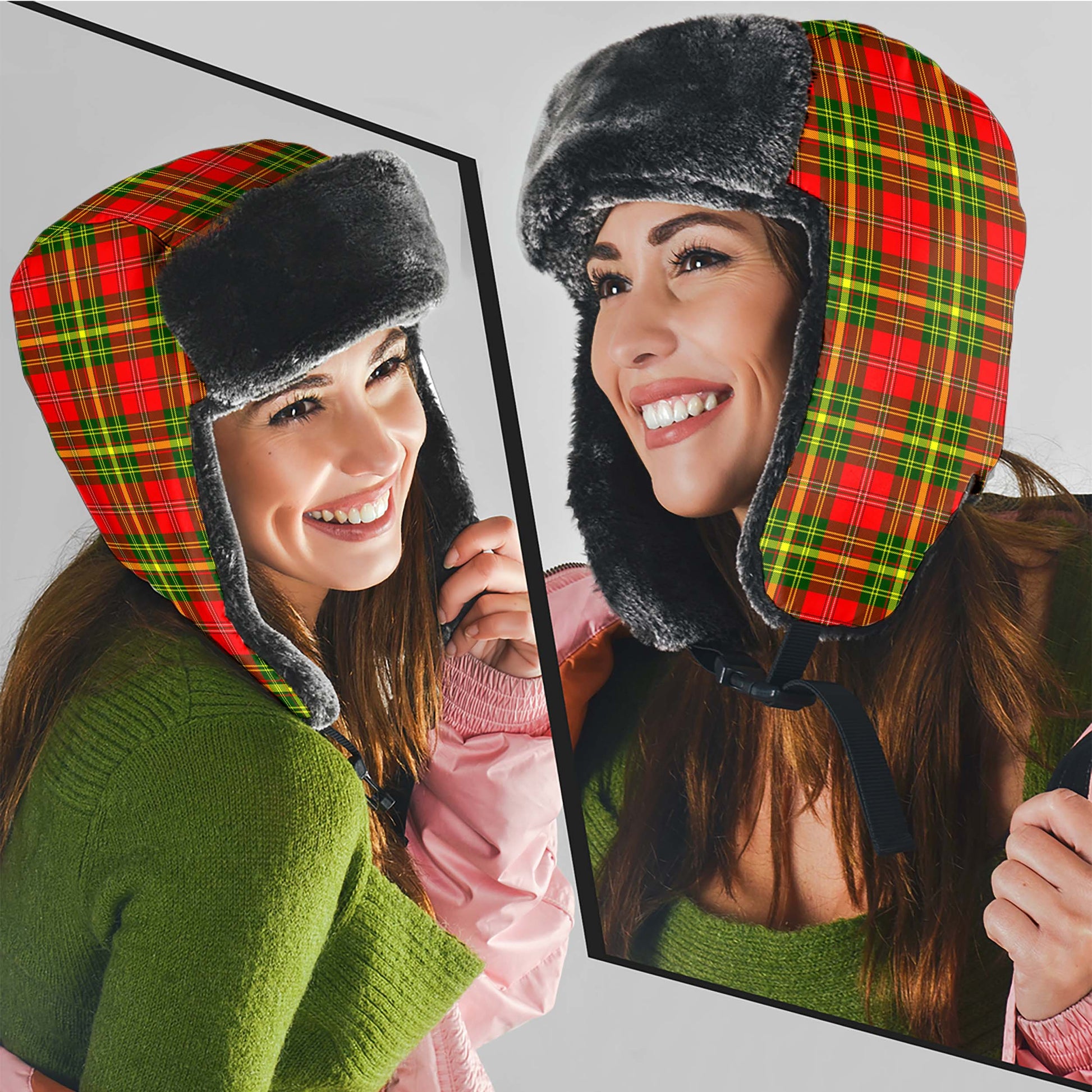 Leask Modern Tartan Winter Trapper Hat Winter Trapper Hat Universal Fit Circumference 22.8in (58cm) - Tartanvibesclothing