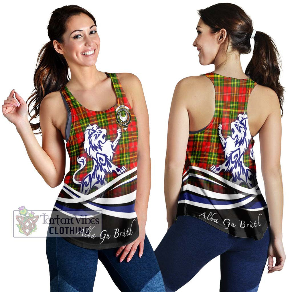 Leask Modern Tartan Women's Racerback Tanks with Alba Gu Brath Regal Lion Emblem 4XL - Tartanvibesclothing Shop