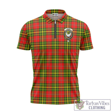 Leask Modern Tartan Zipper Polo Shirt with Family Crest