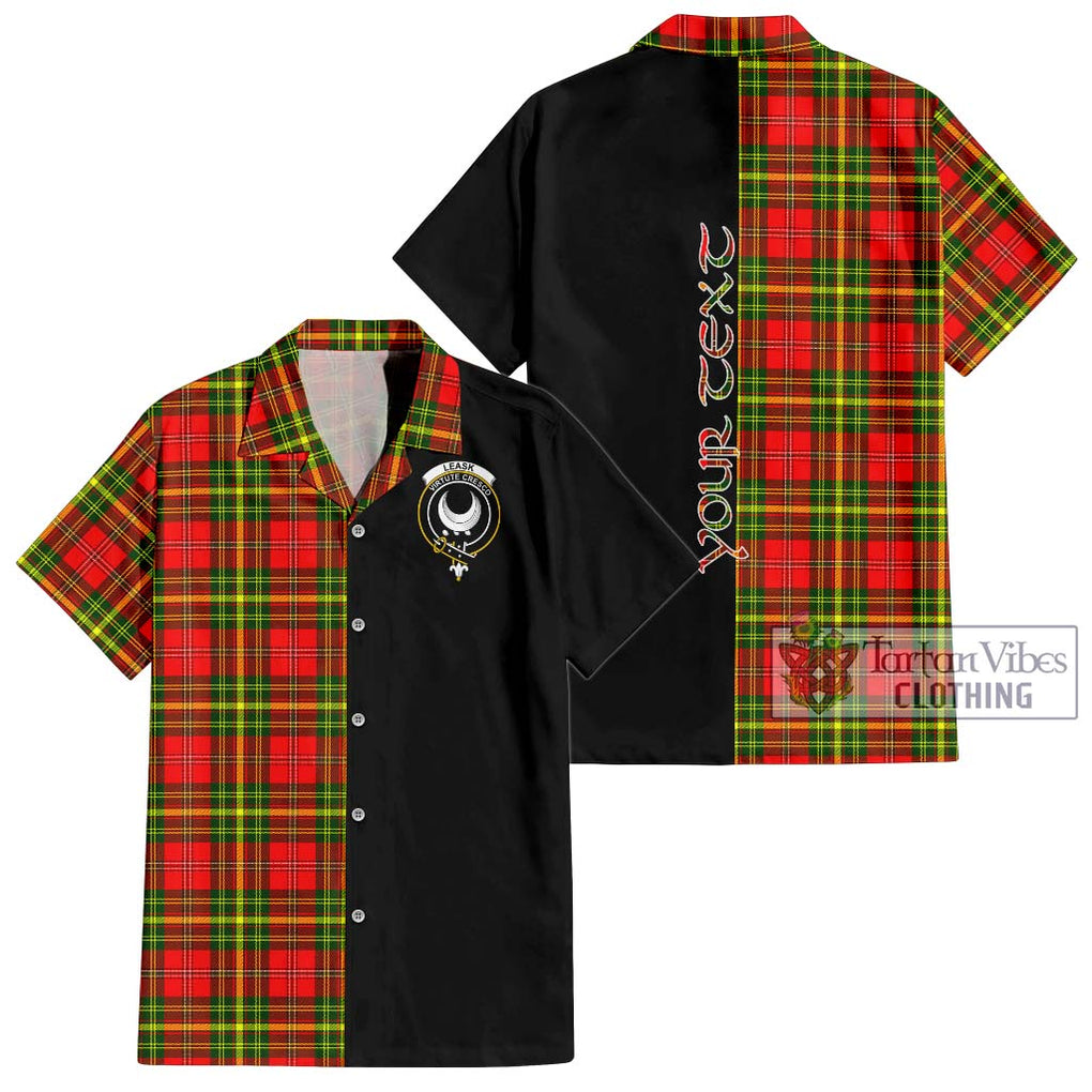 Leask Modern Tartan Short Sleeve Button Shirt with Family Crest and Half Of Me Style Kid - Tartanvibesclothing Shop