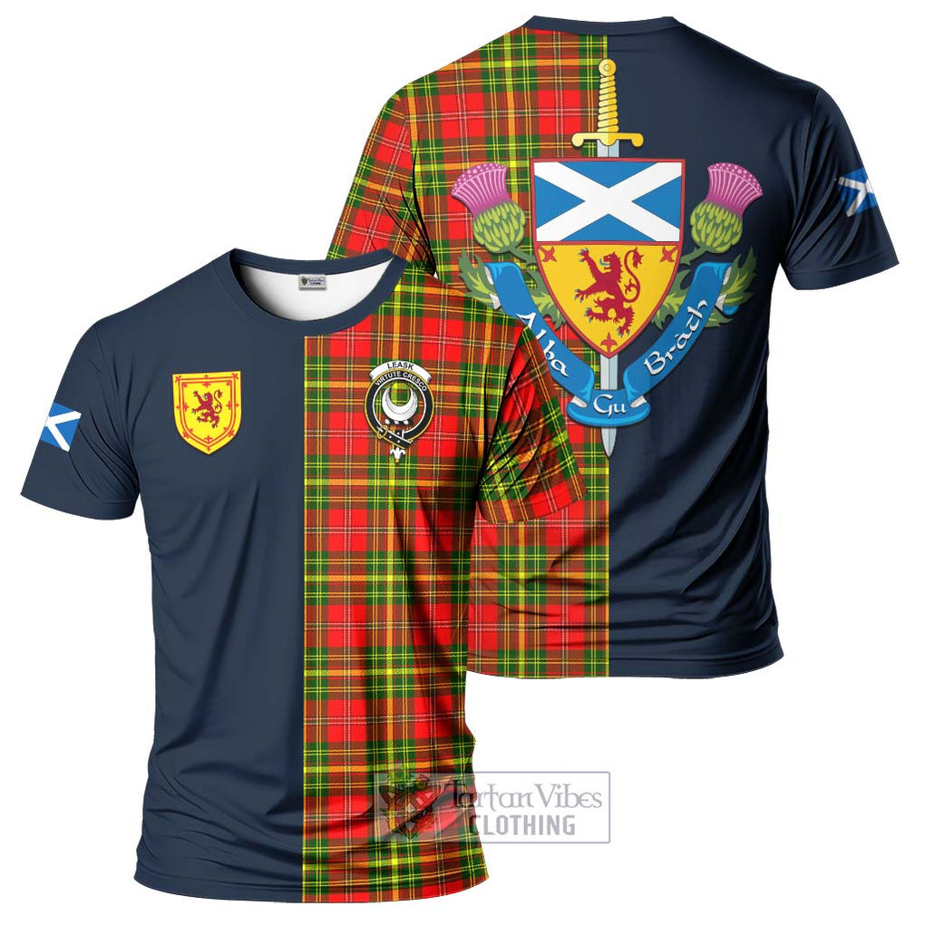 Tartan Vibes Clothing Leask Modern Tartan T-Shirt Alba with Scottish Lion Royal Arm Half Style