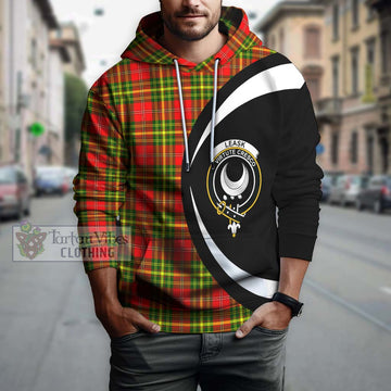 Leask Modern Tartan Hoodie with Family Crest Circle Style