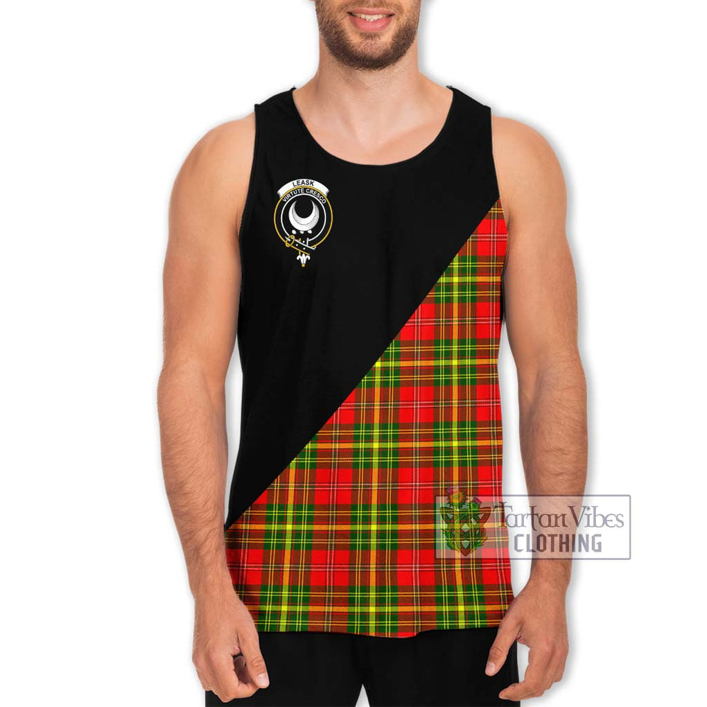 Leask Modern Tartan Men's Tank Top with Family Crest and Military Logo Style Men - Tartanvibesclothing Shop