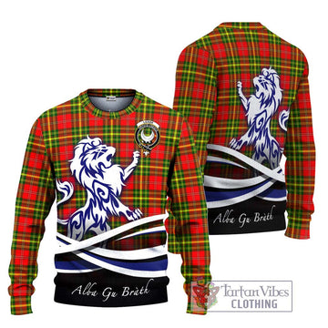 Leask Modern Tartan Ugly Sweater with Alba Gu Brath Regal Lion Emblem